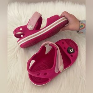 Girls Crocs. Sandals. Toddler size 8. Pink.